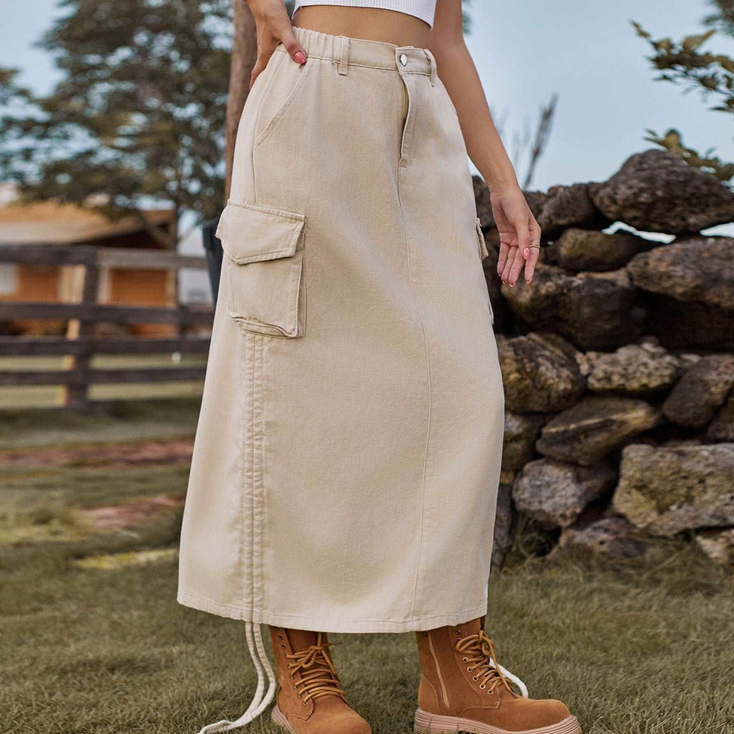American-style Denim Casual Midi Skirt - HEPSIBAH SHOP