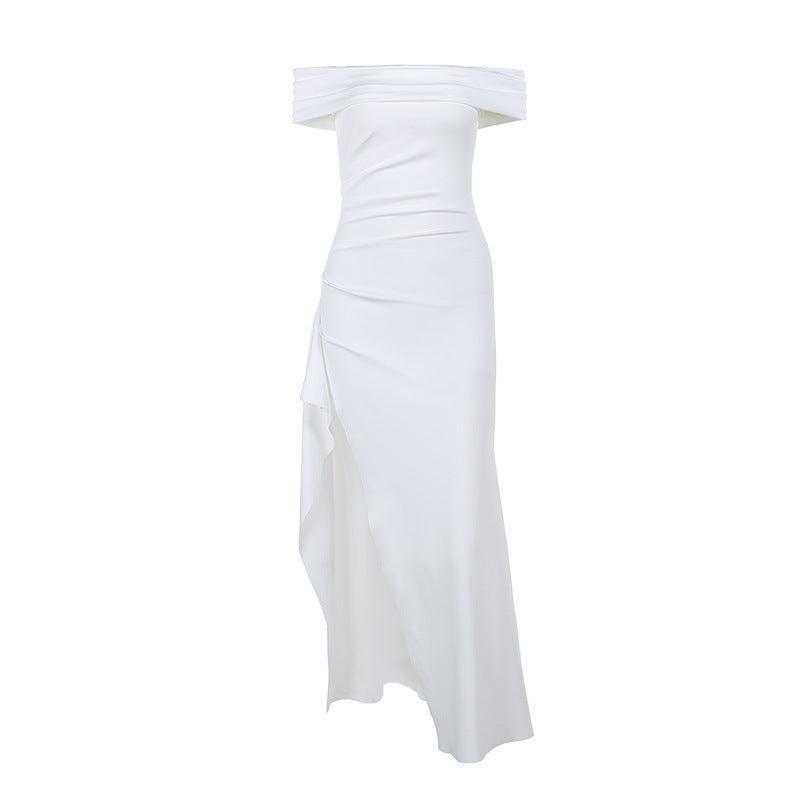 Women's Fashion Temperament Solid Color Slim Sleeveless Split Dresses - HEPSIBAH SHOP