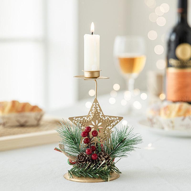 Christmas Candlestick Golden Wrought Iron Decoration - HEPSIBAH SHOP