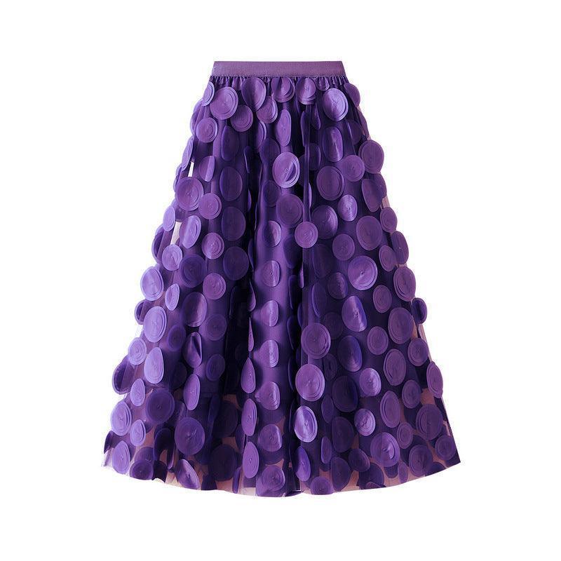 Three-dimensional Polka Dot Black Mesh Skirt - HEPSIBAH SHOP