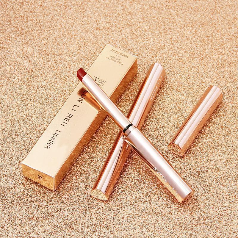Golden Thin Tube Semi-matte Velvet Matte Moisturizing Lipstick