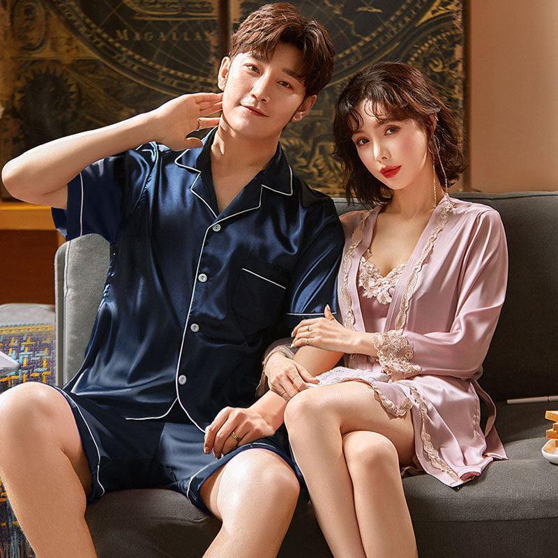 Couple Pajamas Set Thin Summer Ice Silk - HEPSIBAH SHOP