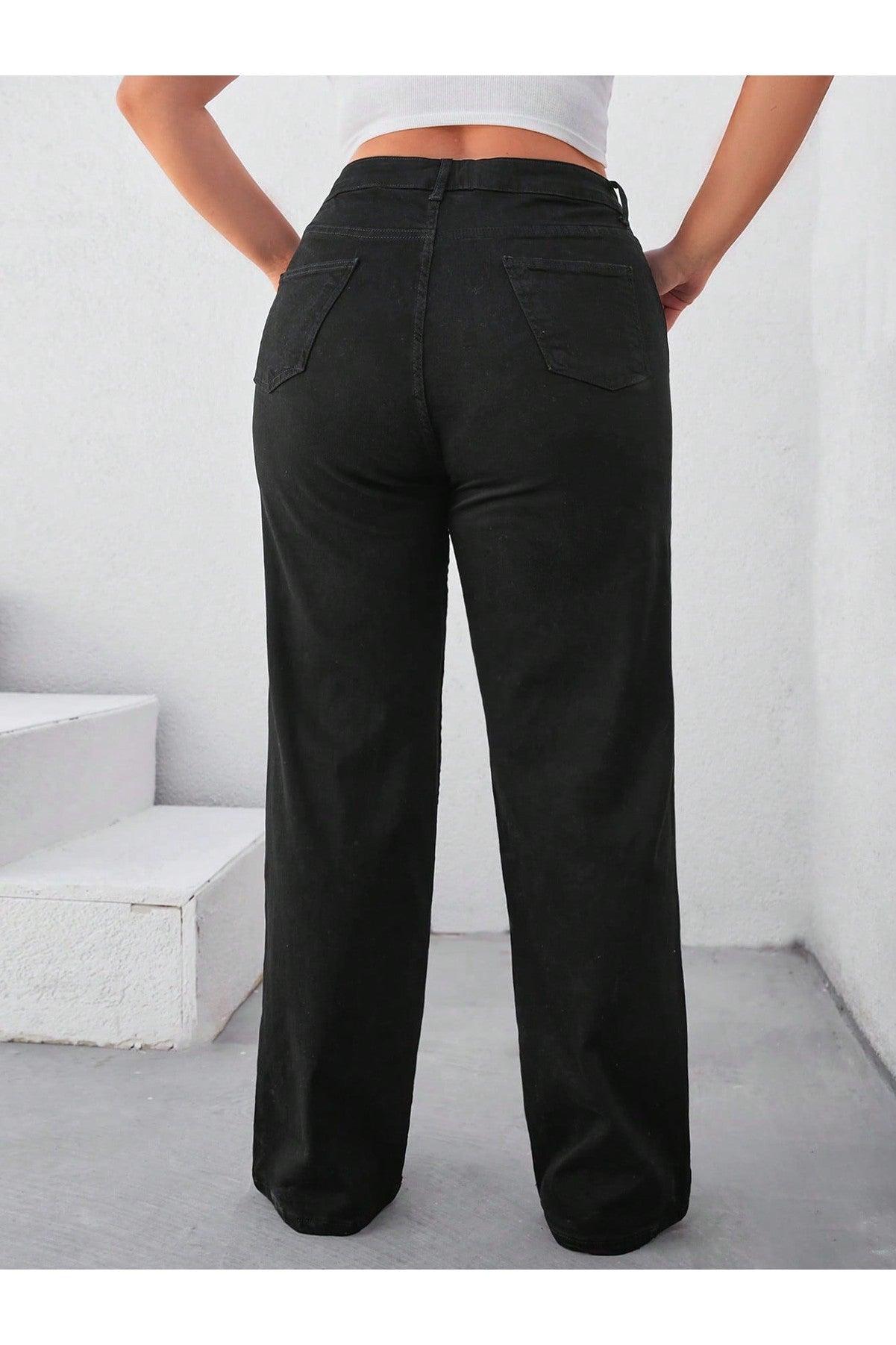 Plus Size High Waist Straight Leg Jeans