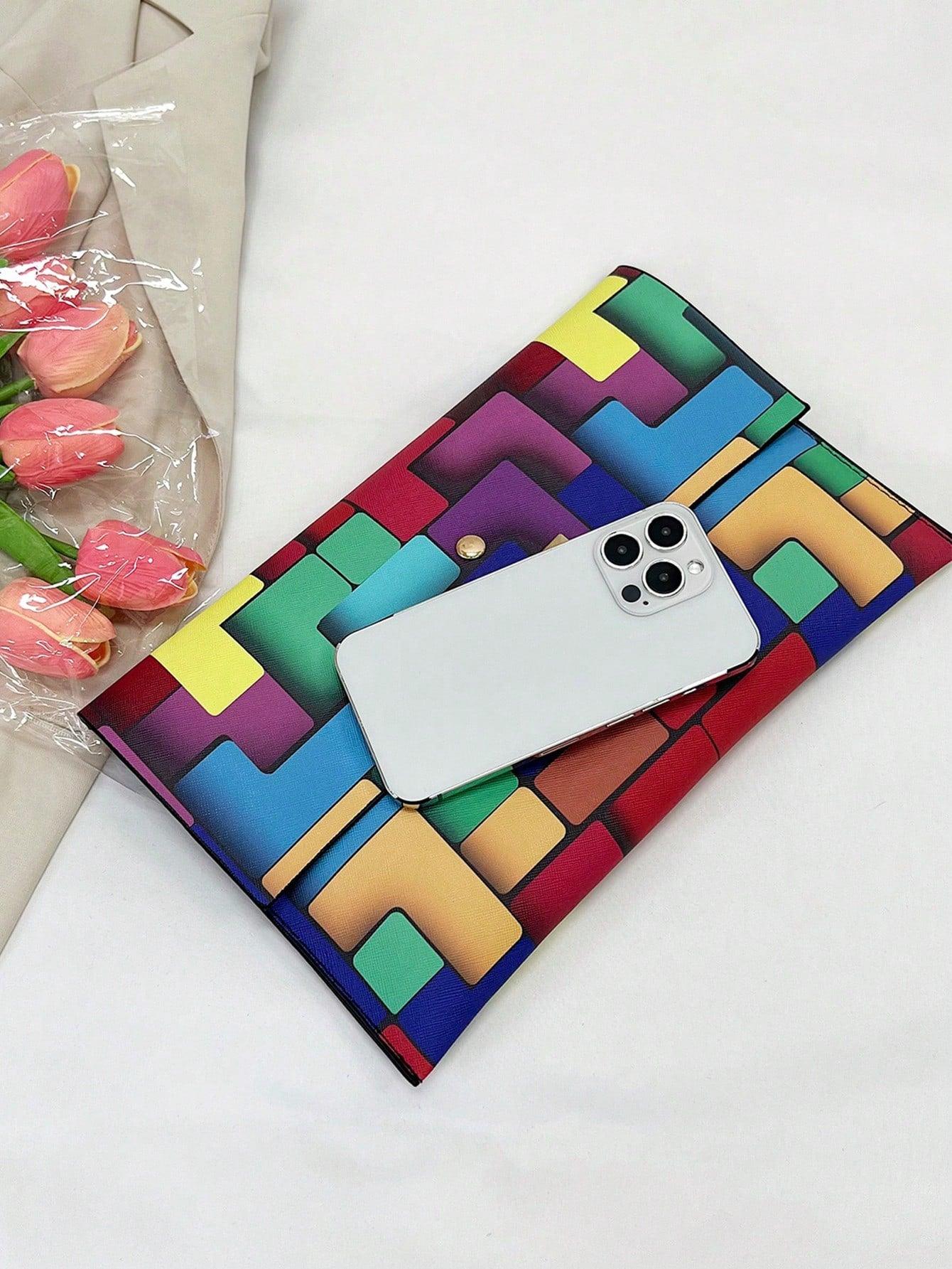 Dedoo Fashion Trend New Colorful Patterns Anti-Theft Lock Design, Can Be Used For Daily Shopping Collection Of Mobile Phones, Change, Cards And Other Uses, Envelope Hand Bag.