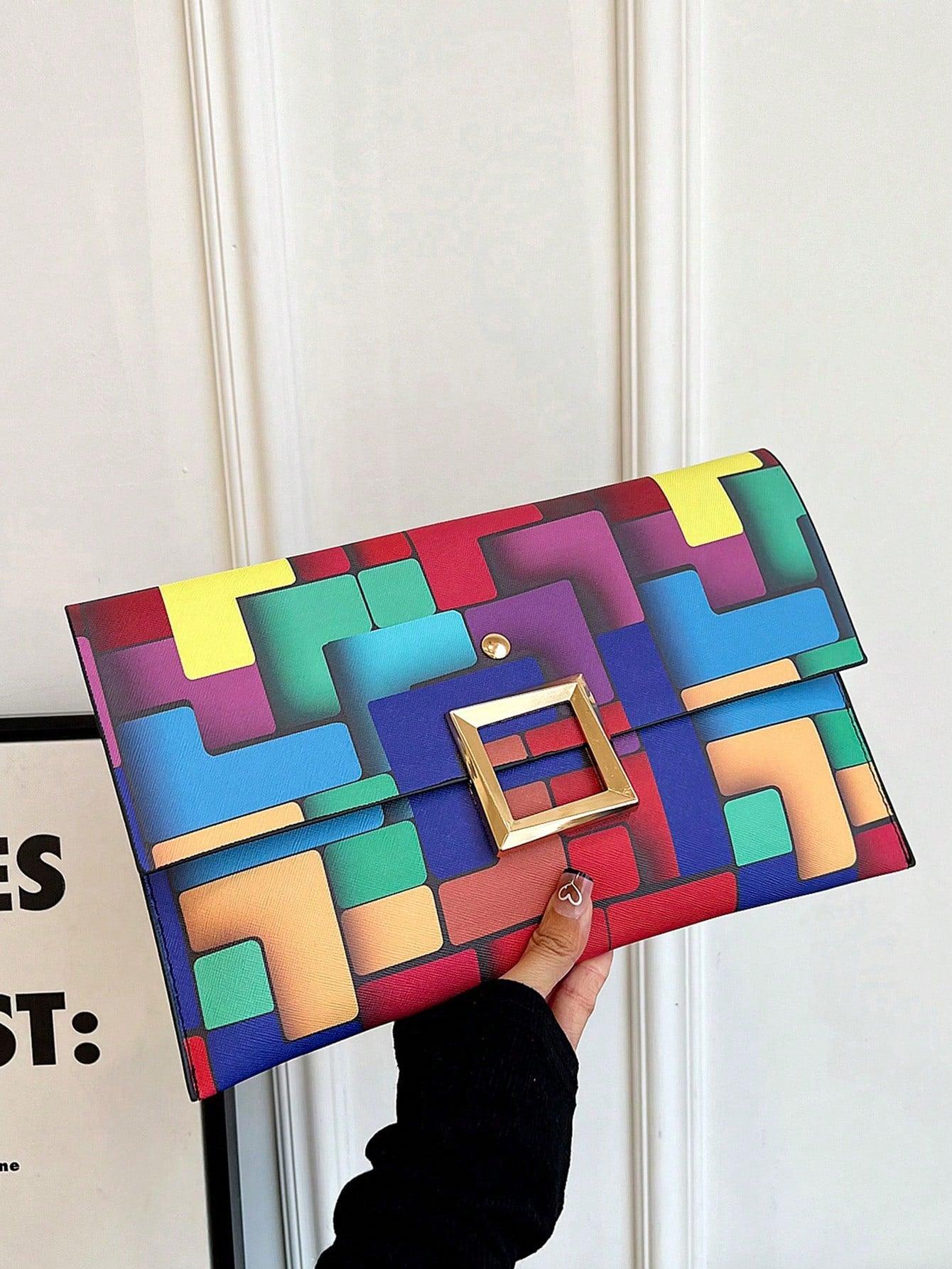 Dedoo Fashion Trend New Colorful Patterns Anti-Theft Lock Design, Can Be Used For Daily Shopping Collection Of Mobile Phones, Change, Cards And Other Uses, Envelope Hand Bag.