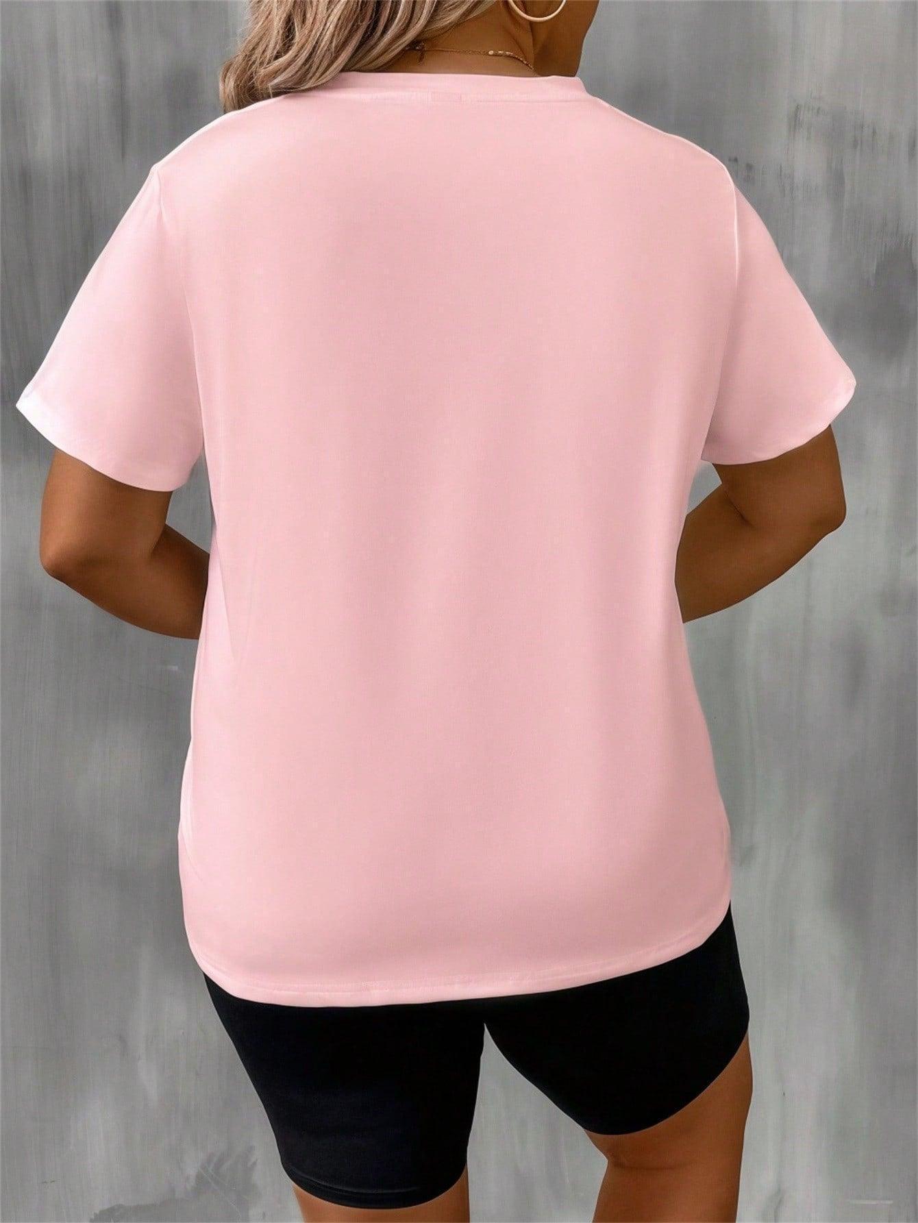 SHEIN EZwear Letter Print Short Sleeve T-Shirt And Shorts Set