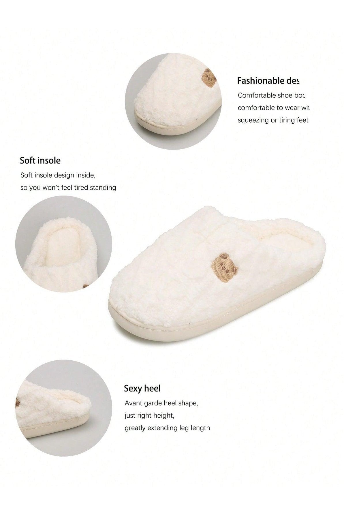 Women's Warm Indoor Slippers, Thick Sole Non-Slip Gray Fluffy Winter House Slippers