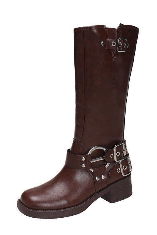 Female American Retro Martin Brown High Top Boots - HEPSIBAH SHOP