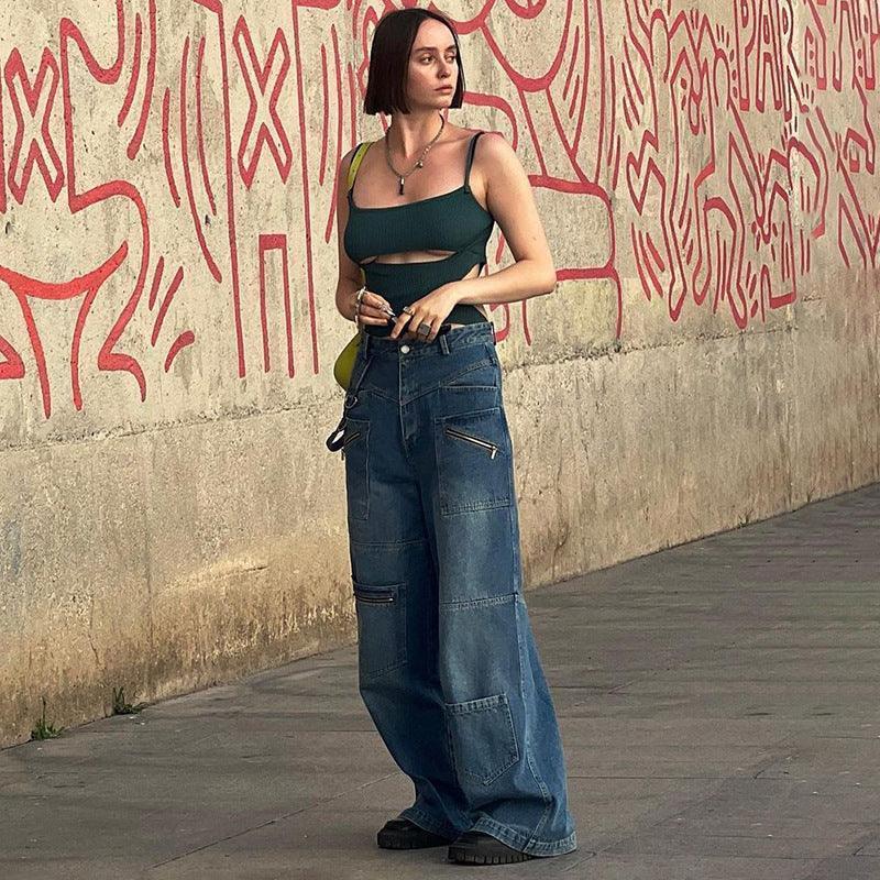 Women's Heavy Zipper Cargo Jeans - HEPSIBAH SHOP
