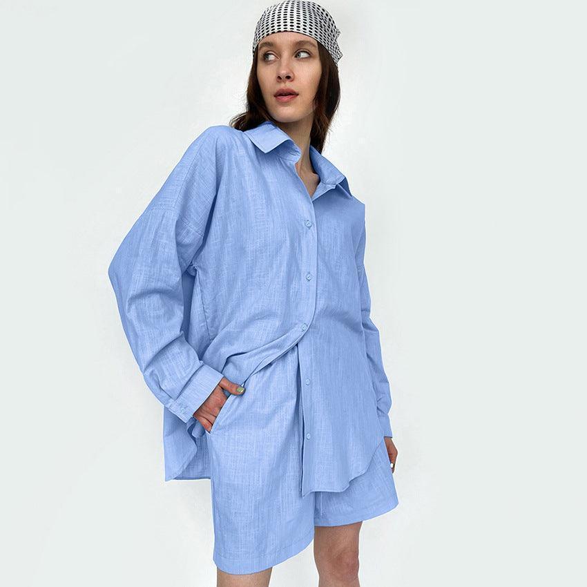 Textured Lightweight Cotton Oversized Shirt and Shorts - HEPSIBAH SHOP