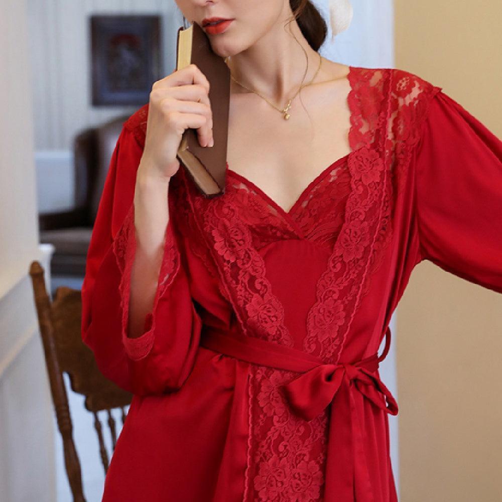Women's Sexy Ice Silk Suspender Pajamas
