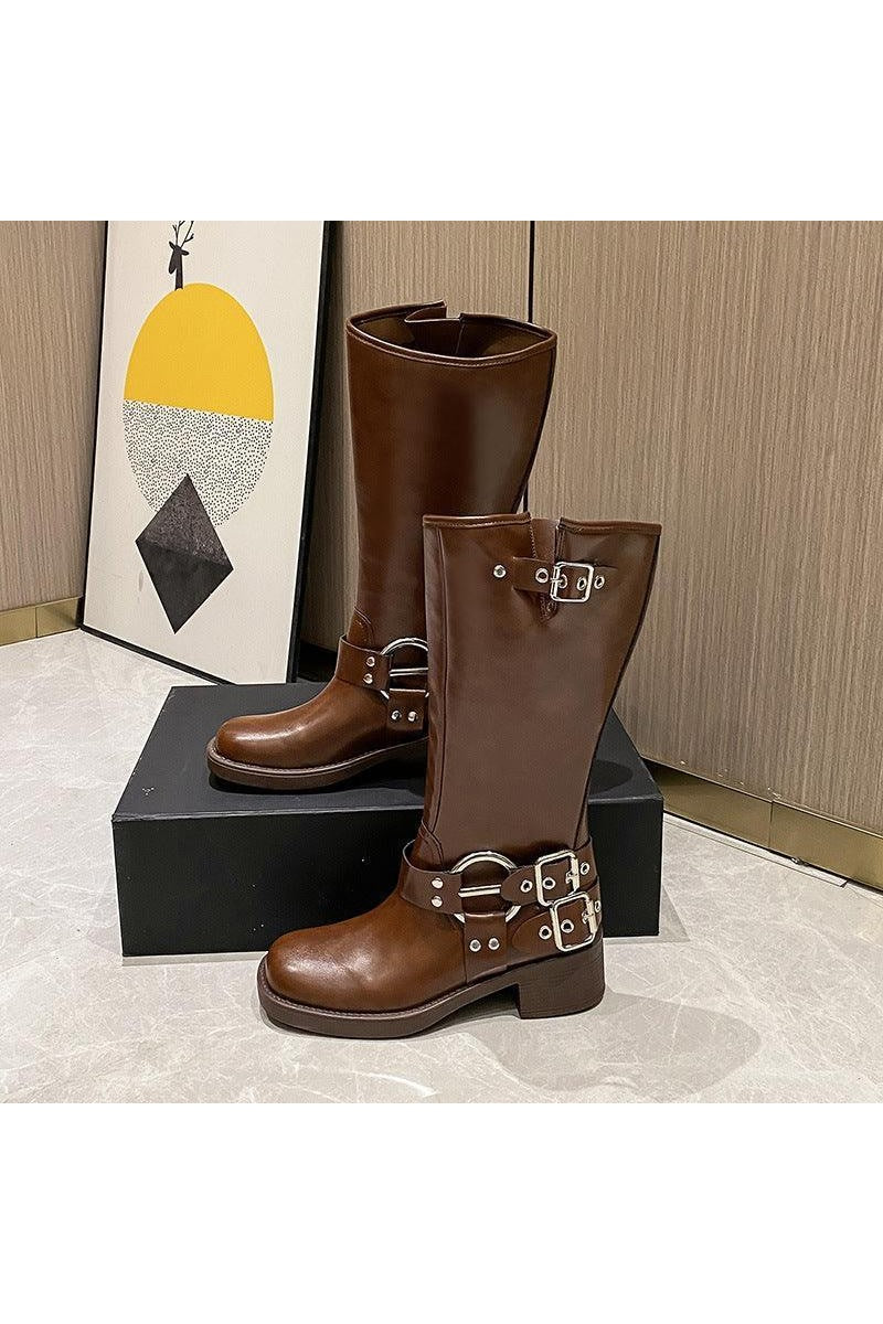 Female American Retro Martin Brown High Top Boots - HEPSIBAH SHOP