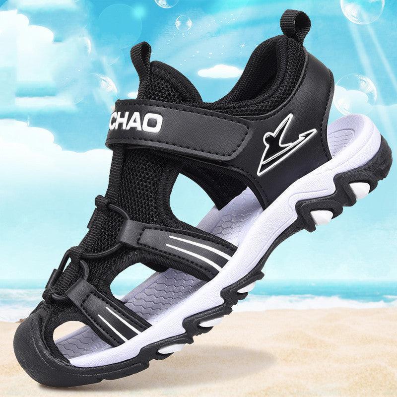 Boys Sandals Baotou Summer Soft Sole Black Children's Beach Shoes Boys Sandals Non-slip - HEPSIBAH SHOP