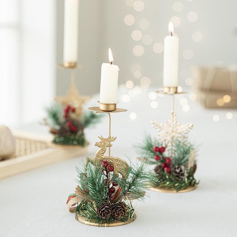 Christmas Candlestick Golden Wrought Iron Decoration - HEPSIBAH SHOP