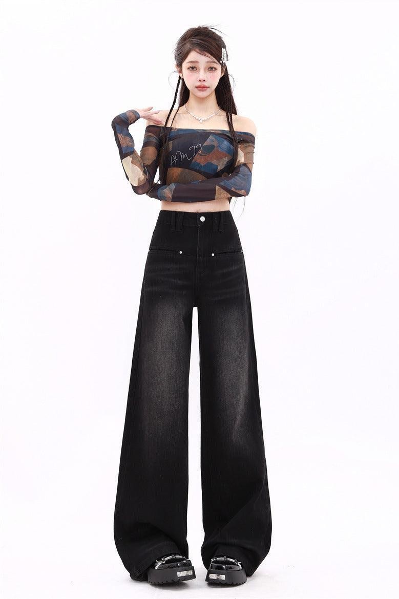 Retro Washed Straight Jeans For Women - HEPSIBAH SHOP