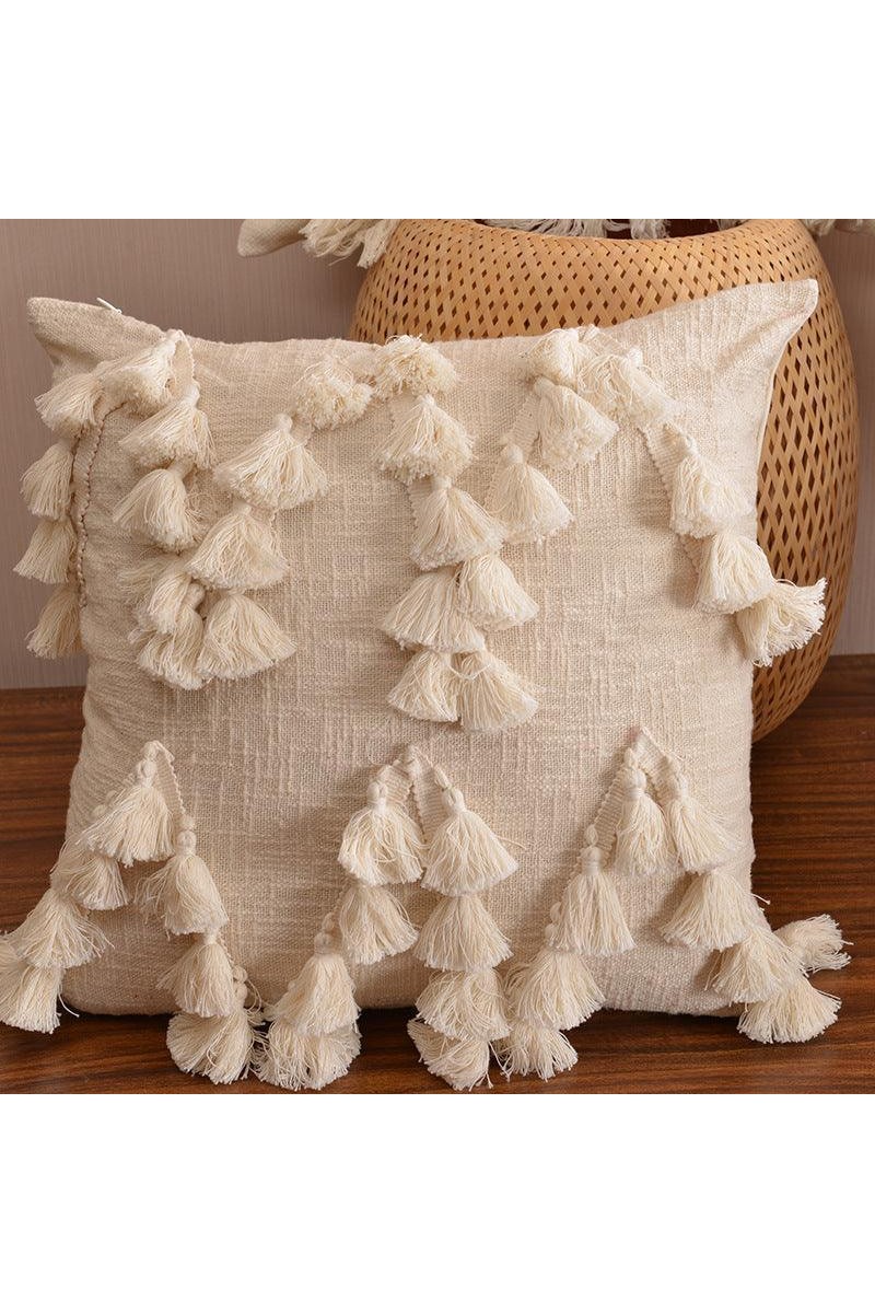 Moroccan style cotton tassel cushion pillow