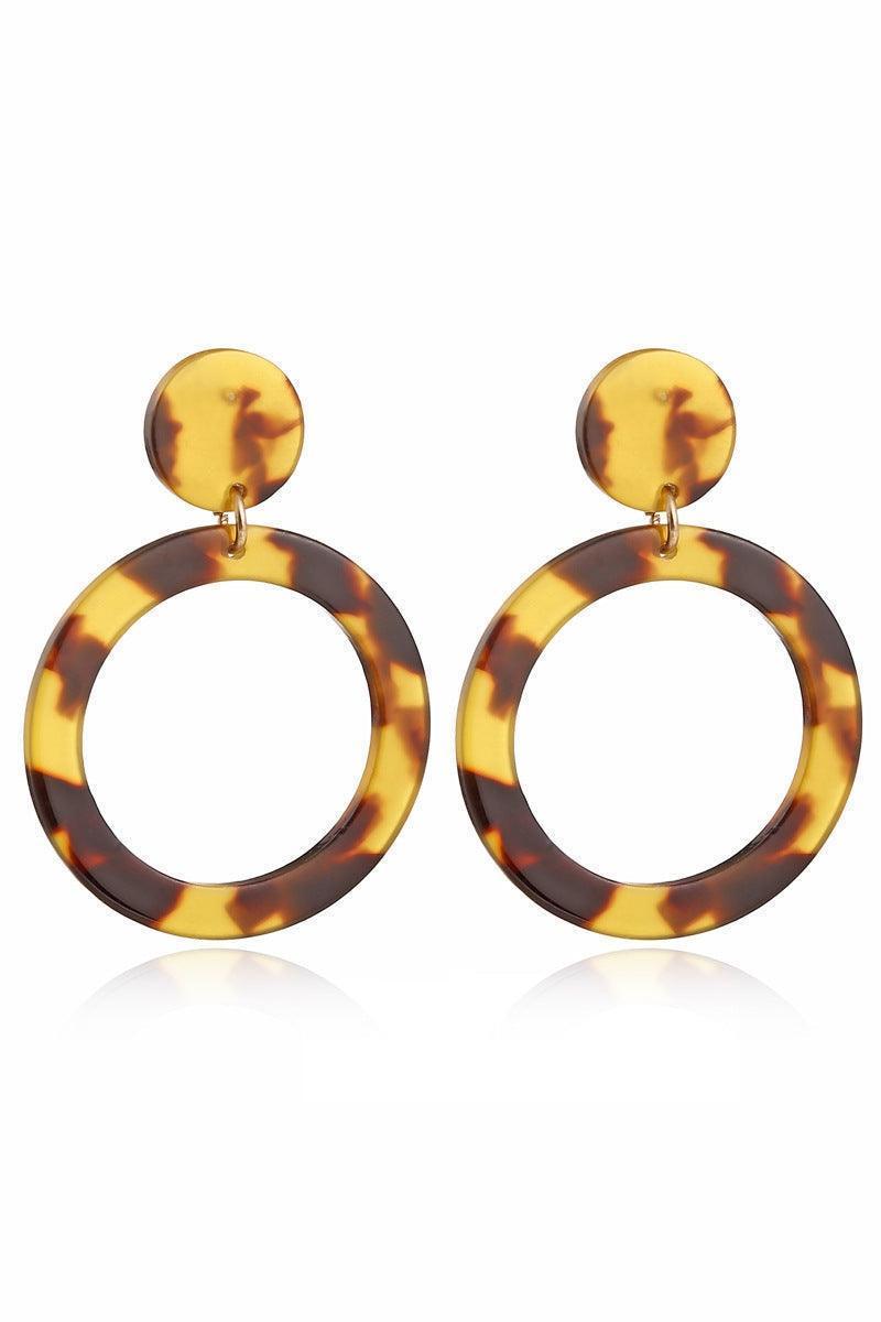 Leopard Earrings acrylic circle geometric Earrings - HEPSIBAH SHOP
