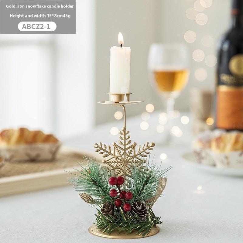 Christmas Candlestick Golden Wrought Iron Decoration - HEPSIBAH SHOP