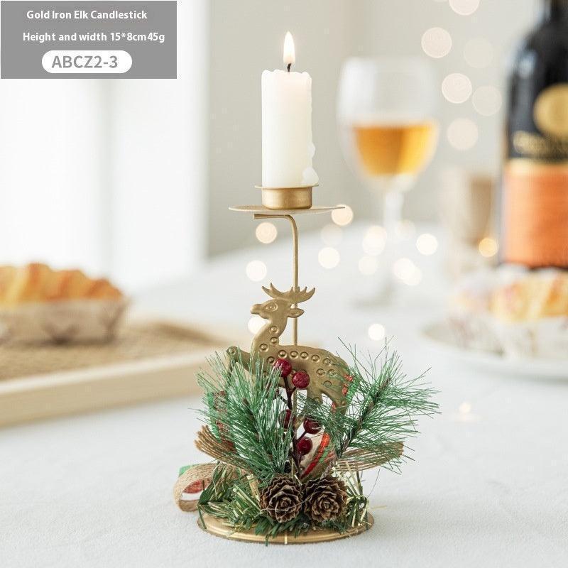 Christmas Candlestick Golden Wrought Iron Decoration - HEPSIBAH SHOP