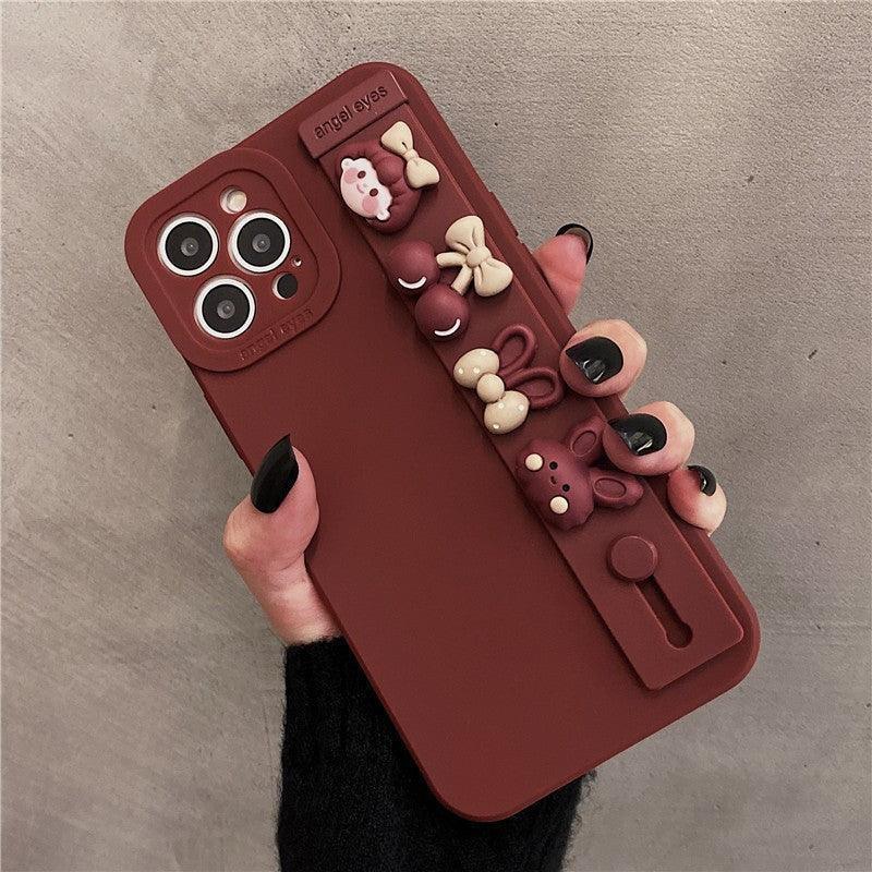 Wristband Burgundy Strawberry Silicone Phone Case - HEPSIBAH SHOP