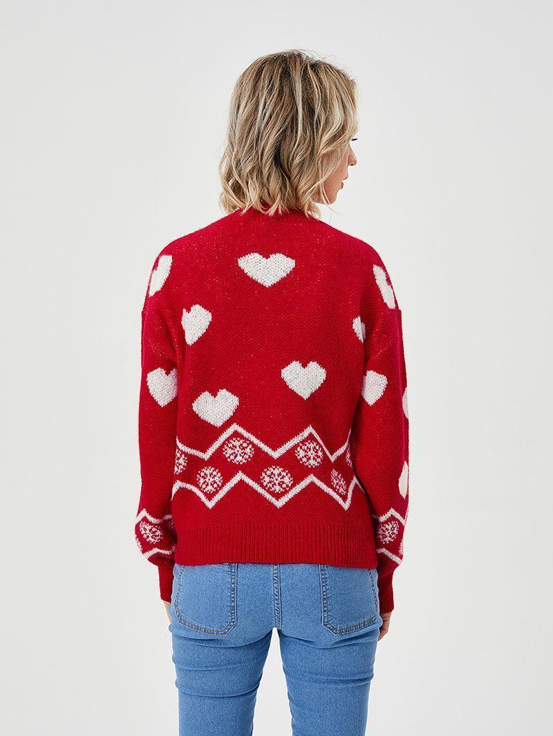 Women's Loose Casual Cozy Heart Sweater - HEPSIBAH SHOP