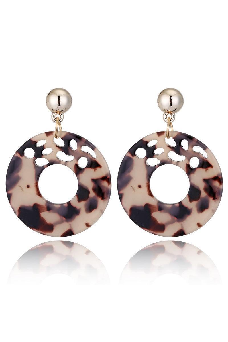 Leopard Earrings acrylic circle geometric Earrings - HEPSIBAH SHOP