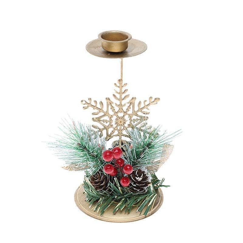 Christmas Candlestick Golden Wrought Iron Decoration - HEPSIBAH SHOP