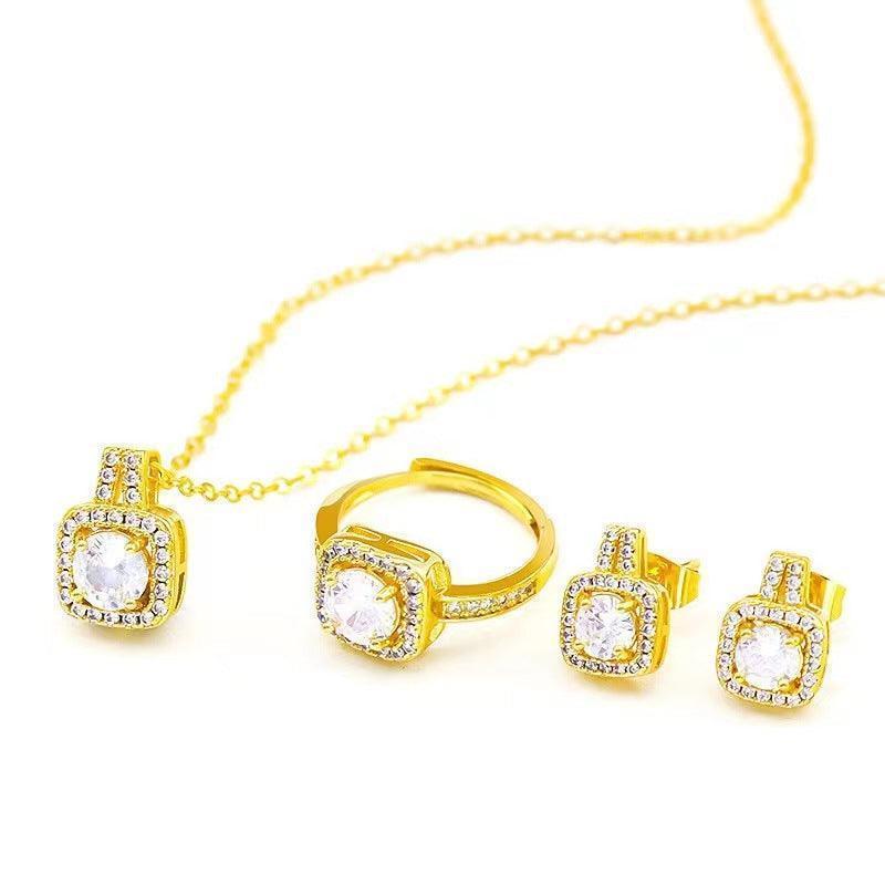 Fashion Jewelry Set Zircon Gem Pendant Chain Choker, Necklace ,Studs - HEPSIBAH SHOP