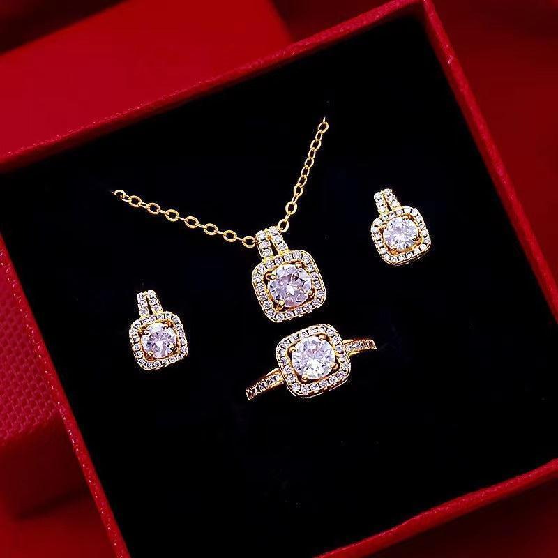 Fashion Jewelry Set Zircon Gem Pendant Chain Choker, Necklace ,Studs - HEPSIBAH SHOP
