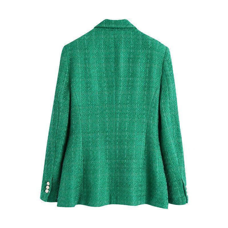 Textured Double-breasted Blazer - HEPSIBAH SHOP