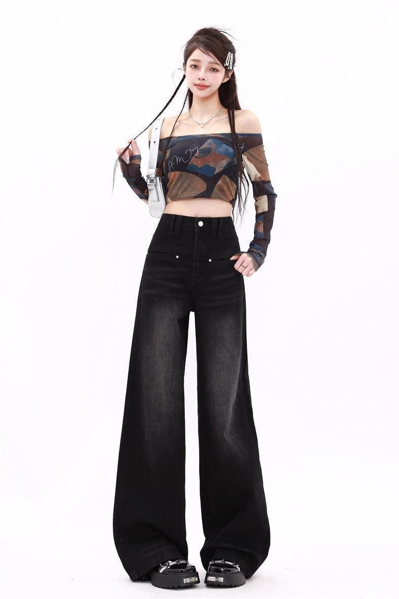 Retro Washed Straight Jeans For Women - HEPSIBAH SHOP