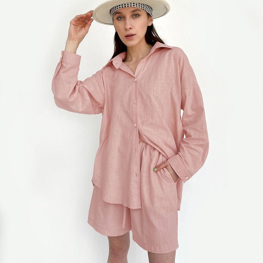 Textured Lightweight Cotton Oversized Shirt and Shorts - HEPSIBAH SHOP