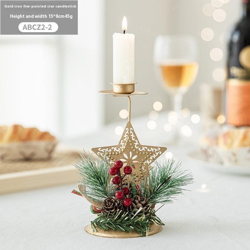 Christmas Candlestick Golden Wrought Iron Decoration - HEPSIBAH SHOP