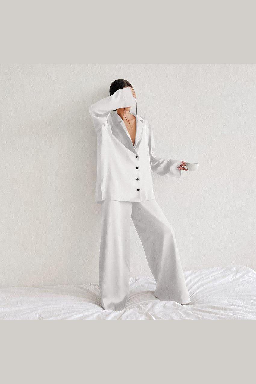 Women's Home Silk Pure Color Pajamas