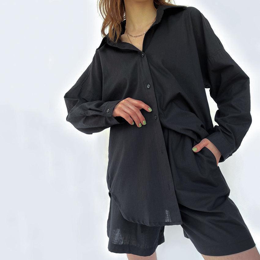 Textured Lightweight Cotton Oversized Shirt and Shorts - HEPSIBAH SHOP