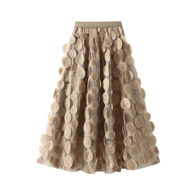 Three-dimensional Polka Dot Black Mesh Skirt - HEPSIBAH SHOP