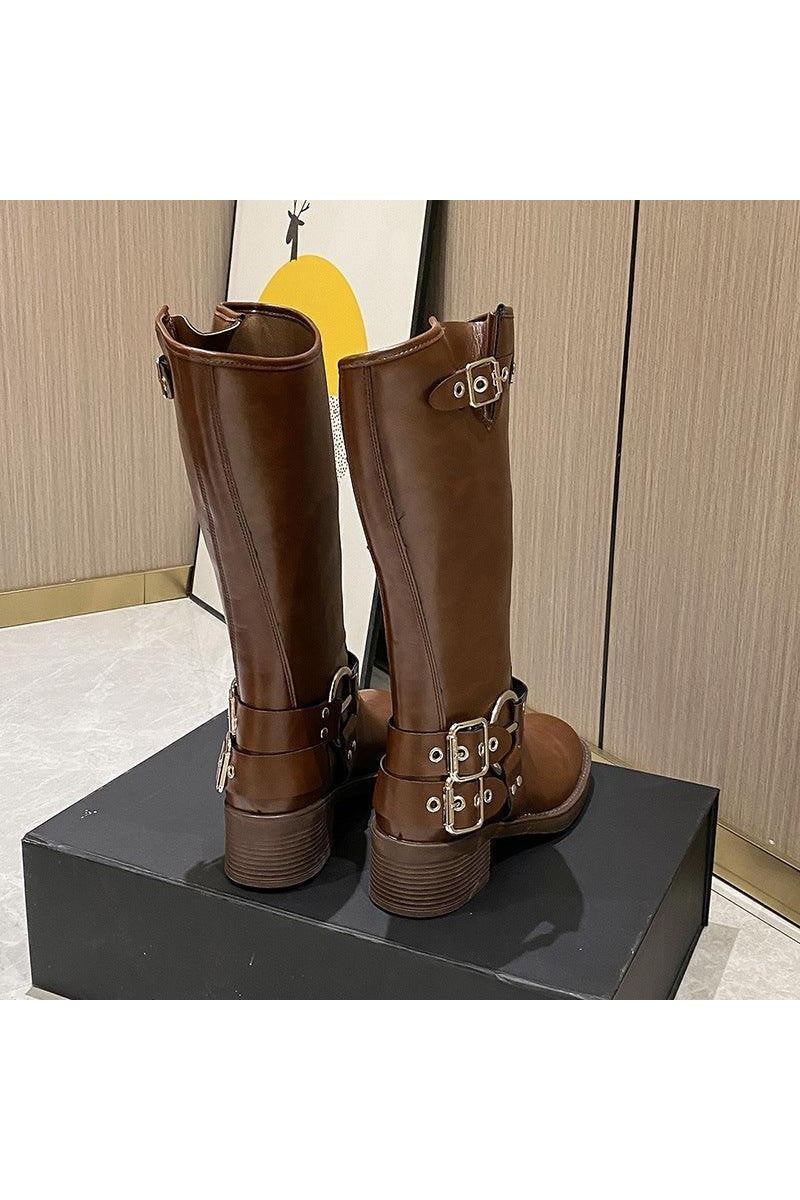 Female American Retro Martin Brown High Top Boots - HEPSIBAH SHOP