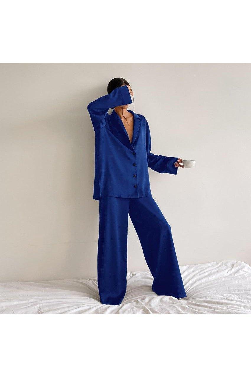 Women's Home Silk Pure Color Pajamas