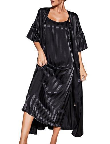 Women Glitter Striped Satin Nightdress - HEPSIBAH SHOP