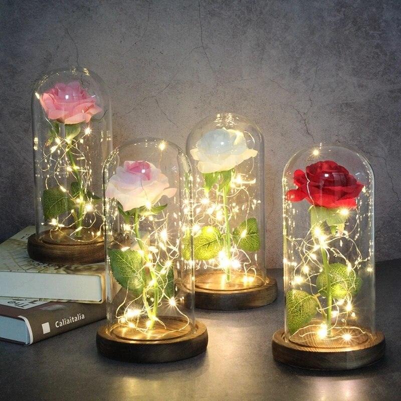 Rose Flower Glass Cover LED Lamp - HEPSIBAH SHOP