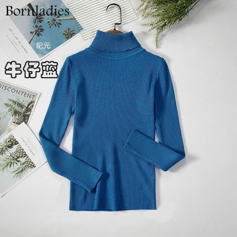 Bornladies Basic Turtleneck Women Sweater Tops Slim - HEPSIBAH SHOP