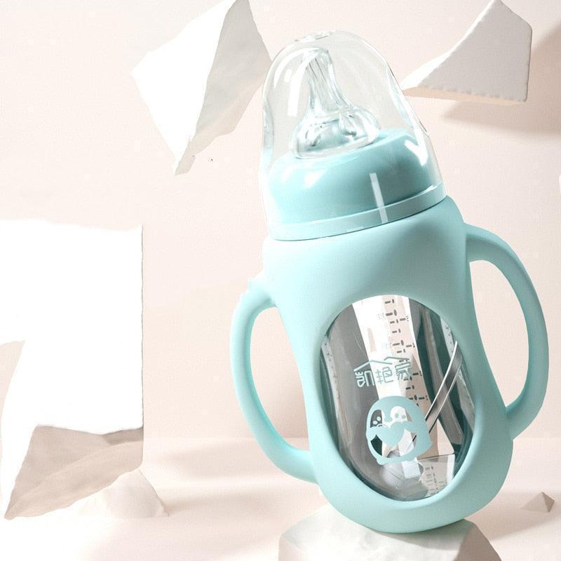 Cute Glass Baby Bottle Soft Feel Silicone Straw - HEPSIBAH SHOP