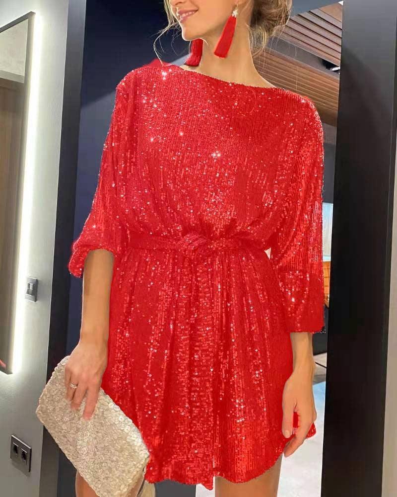STYLISH LADY Glitter Sequined Dress - HEPSIBAH SHOP