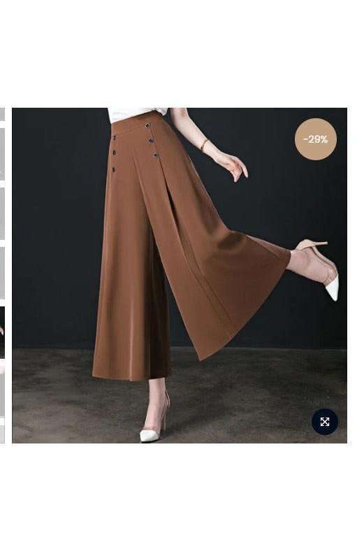 All-match Drape Button Bigfoot Nine Point Jilt Trousers Female - HEPSIBAH SHOP