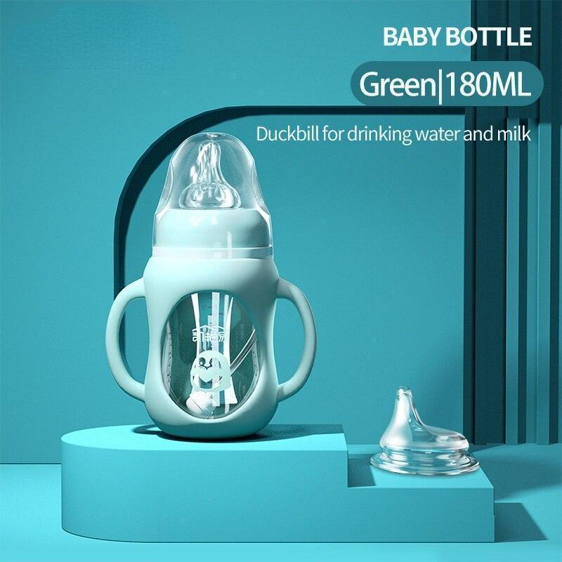 Cute Glass Baby Bottle Soft Feel Silicone Straw - HEPSIBAH SHOP