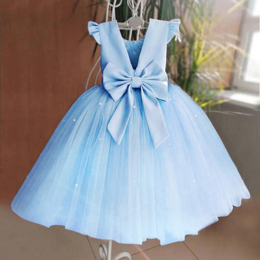 Girl's Gown Mesh Backless Bow Umbrella Princess Dress - HEPSIBAH SHOP