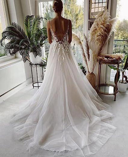 Women's Wedding Dress Lace Strap Backless - HEPSIBAH SHOP