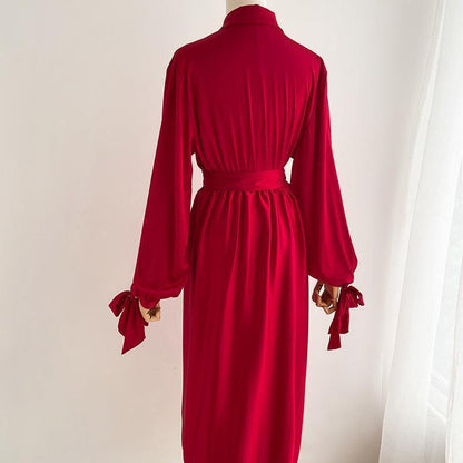 Mid-Length Ice Silk French Dressing Gown - HEPSIBAH SHOP