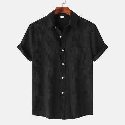 Men's Solid Color Polo Collar Short Sleeve Shirt - HEPSIBAH SHOP