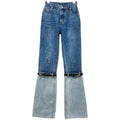 Women's Contrasting Color Patchwork Washed Jeans - HEPSIBAH SHOP